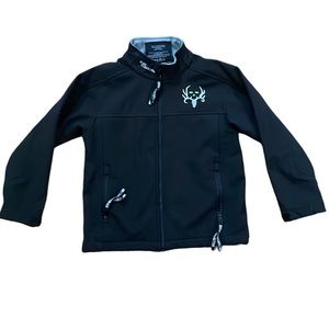 BONE COLLECTOR - Boys Zip Up Black Jacket with Gray Fleece Lining- Size Small